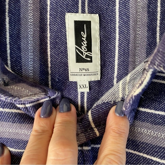 HOWE Creative Workwear Flannel Button Down Blue/White Long Sleeve Size XXL - Picture 8 of 9